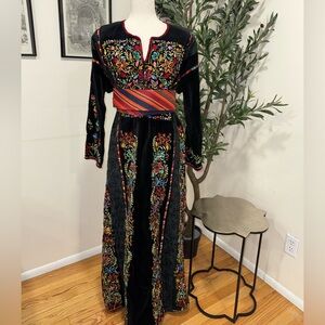 Palestine Embroidered Black Velvet thobe